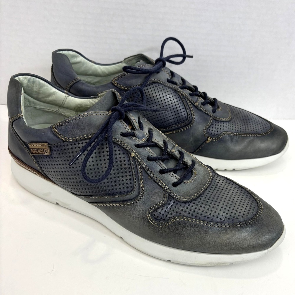 Pikolinos Leather Sneaker Shoes Womens 9 /‎ 40 Blue Gray Comfort Walking Lace Up